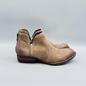 Born Boots Womens 6 Brown Suede Kerri Ankle Booties Back Zip Comfort Casual
